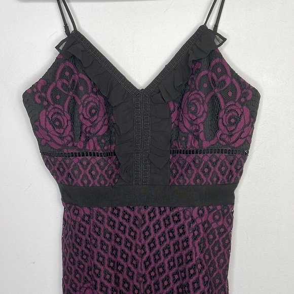 Adelyn Rae lace eyelet cocktail black pink dress - Picture 2 of 10